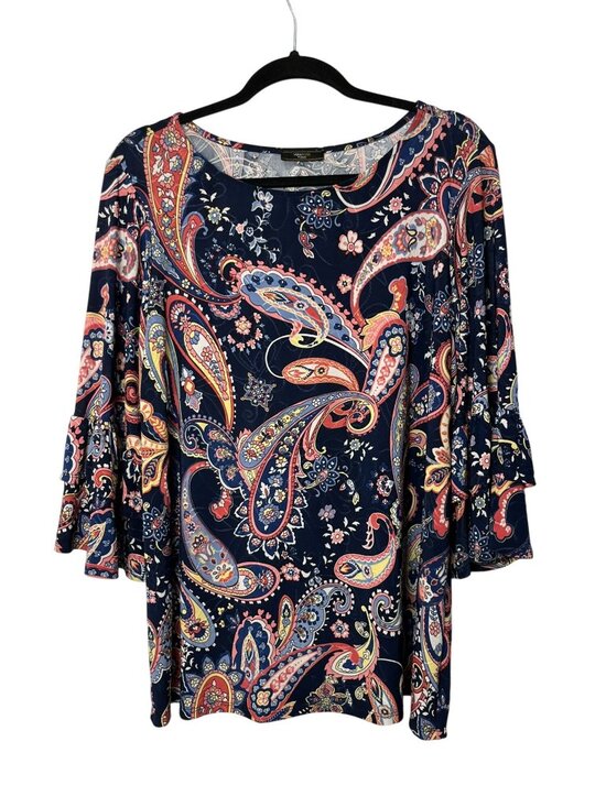 Vera Rose Tops - Vera Rose Paisley Floral Top Navy Multicolor 3/4 Sleeve No Size Tag XL/1X? Used